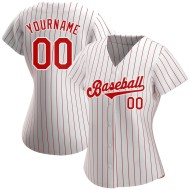 Maillot de baseball blanc authentique à rayures fines, rouge et blanc Maillot de baseball blanc authentique à rayures fines, rouge et blanc