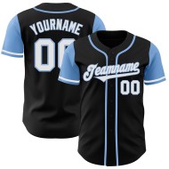 Maillot de baseball authentique Tone Custom Two bleu, blanc et noir clair