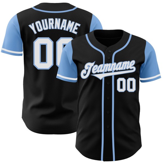 Maillot de baseball authentique Tone Custom Two bleu, blanc et noir clair Maillot de baseball authentique Tone Custom Two bleu, blanc et noir clair
