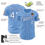 Maillot de baseball bleu clair authentique personnalisé blanc-royal Maillot de baseball bleu clair authentique personnalisé blanc-royal