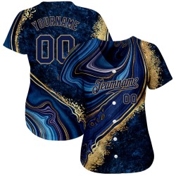 Maillot de baseball bleu marine marbré - Motif 3D personnalisé