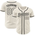Maillot de baseball personnalisé authentique crème-noir crème Maillot de baseball personnalisé authentique crème-noir crème