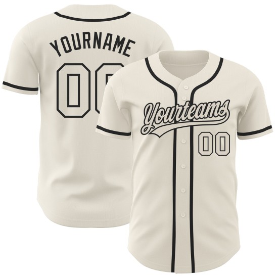 Maillot de baseball personnalisé authentique crème-noir crème Maillot de baseball personnalisé authentique crème-noir crème