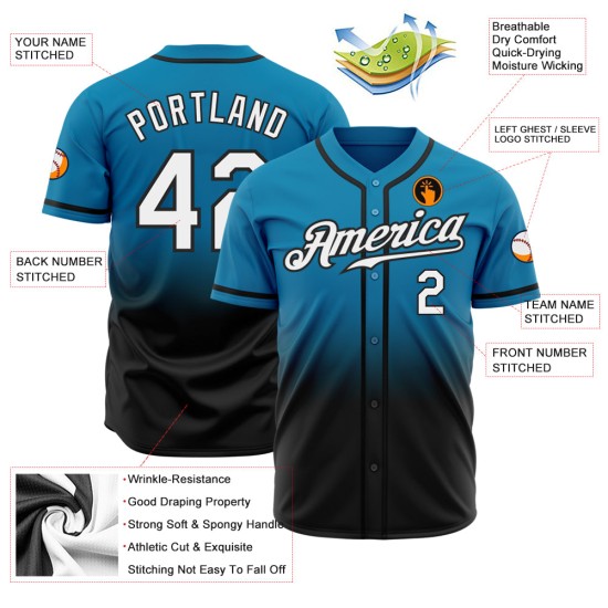 Maillot de baseball personnalisé tendance, authentique, bleu, blanc et noir, motif panthère délavé Maillot de baseball personnalisé tendance, authentique, bleu, blanc et noir, motif panthère délavé