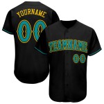 Maillot de baseball authentique bleu sarcelle et or noir personnalisé Maillot de baseball authentique bleu sarcelle et or noir personnalisé