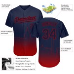 Maillot de baseball personnalisé City Fade Edition bleu marine 3D Washington Authentic Red Maillot de baseball personnalisé City Fade Edition bleu marine 3D Washington Authentic Red
