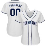 Maillot de baseball blanc personnalisé bleu marine Maillot de baseball blanc personnalisé bleu marine