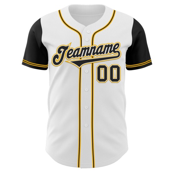 Maillot de baseball deux pièces noir et or, ton blanc, personnalisé, authentique Maillot de baseball deux pièces noir et or, ton blanc, personnalisé, authentique