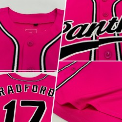 Maillot de baseball authentique personnalisé noir-blanc-rose
