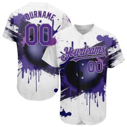 Authentique Balle Violet-Gris Blanc Jersey Baseball Motif Personnalisé 3D Bowling