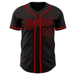 Maillot de baseball noir authentique à rayures rouges personnalisé