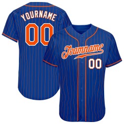 Maillot de baseball Royal authentique personnalisé à rayures orange et blanc