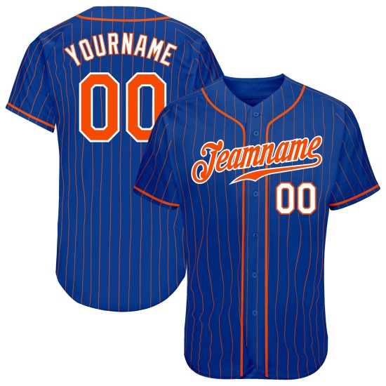 Maillot de baseball Royal authentique personnalisé à rayures orange et blanc Maillot de baseball Royal authentique personnalisé à rayures orange et blanc