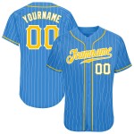 Maillot de baseball blanc à rayures authentiques, or et blanc, bleu poudre Maillot de baseball blanc à rayures authentiques, or et blanc, bleu poudre