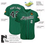 Maillot de baseball personnalisé authentique vert noir-blanc à fines rayures blanc Kelly Maillot de baseball personnalisé authentique vert noir-blanc à fines rayures blanc Kelly