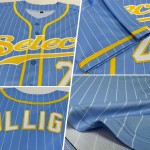 Maillot de baseball blanc à rayures authentiques, or et blanc, bleu poudre Maillot de baseball blanc à rayures authentiques, or et blanc, bleu poudre