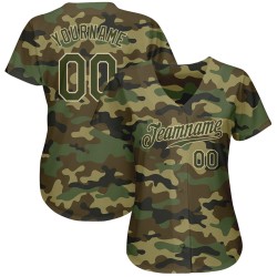 Maillot de baseball authentique avec camouflage olive et crème