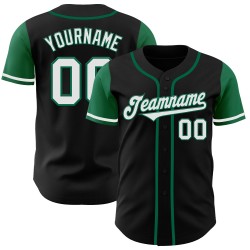 Maillot de baseball deux couleurs, noir, blanc et vert Kelly, ton personnalisé, authentique