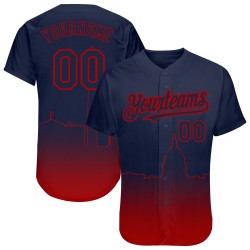 Maillot de baseball personnalisé City Fade Edition bleu marine 3D Washington Authentic Red
