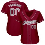 Maillot de baseball personnalisé authentique gris cramoisi et blanc Maillot de baseball personnalisé authentique gris cramoisi et blanc