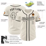 Maillot de baseball personnalisé authentique crème-noir crème Maillot de baseball personnalisé authentique crème-noir crème