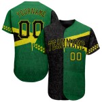 Maillot de baseball authentique 3D Graffiti Jamaica personnalisé à motif noir et vert Maillot de baseball authentique 3D Graffiti Jamaica personnalisé à motif noir et vert