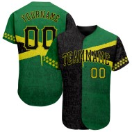 Maillot de baseball authentique 3D Graffiti Jamaica personnalisé à motif noir et vert
