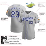 Maillot de baseball personnalisé Royal-White Authentic Grey Maillot de baseball personnalisé Royal-White Authentic Grey
