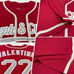 Maillot de baseball personnalisé authentique gris cramoisi et blanc
