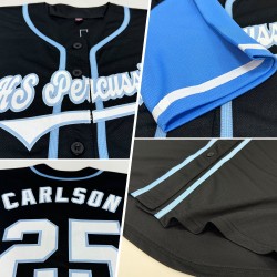 Maillot de baseball authentique Tone Custom Two bleu, blanc et noir clair