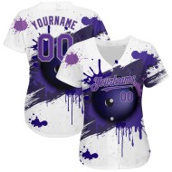 Authentique Balle Violet-Gris Blanc Jersey Baseball Motif Personnalisé 3D Bowling