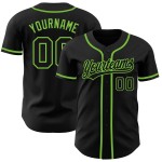 Maillot de baseball personnalisé noir-noir fluo vert authentique Maillot de baseball personnalisé noir-noir fluo vert authentique