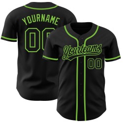 Maillot de baseball personnalisé noir-noir fluo vert authentique