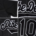Maillot de baseball noir en tricot côtelé blanc rétro authentique personnalisé Maillot de baseball noir en tricot côtelé blanc rétro authentique personnalisé