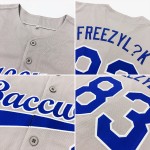 Maillot de baseball personnalisé Royal-White Authentic Grey Maillot de baseball personnalisé Royal-White Authentic Grey