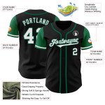 Maillot de baseball deux couleurs, noir, blanc et vert Kelly, ton personnalisé, authentique Maillot de baseball deux couleurs, noir, blanc et vert Kelly, ton personnalisé, authentique