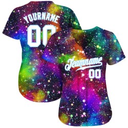 Maillot de baseball personnalisé 3D Galactic Blanc-Clair Bleu Authentique
