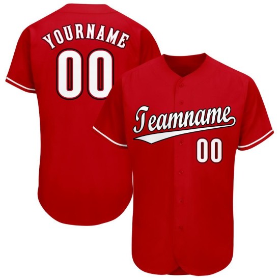 Maillot de baseball rouge personnalisé blanc-noir Maillot de baseball rouge personnalisé blanc-noir