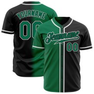 Maillot de baseball authentique et personnalisé dégradé vert Kelly, blanc et noir