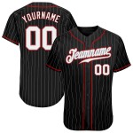 Maillot de baseball authentique à rayures blanches et rouges, gris, personnalisé, noir Maillot de baseball authentique à rayures blanches et rouges, gris, personnalisé, noir