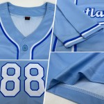 Maillot de baseball bleu clair authentique personnalisé blanc-royal Maillot de baseball bleu clair authentique personnalisé blanc-royal