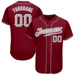 Maillot de baseball personnalisé authentique gris cramoisi et blanc Maillot de baseball personnalisé authentique gris cramoisi et blanc