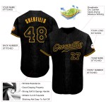 Maillot de baseball 3D en peau de serpent noir, personnalisé et authentique, design noir et or Maillot de baseball 3D en peau de serpent noir, personnalisé et authentique, design noir et or