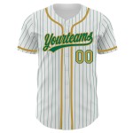 Maillot de baseball Green Old Kelly personnalisé authentique à rayures blanches et dorées Maillot de baseball Green Old Kelly personnalisé authentique à rayures blanches et dorées