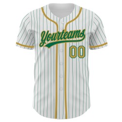 Maillot de baseball Green Old Kelly personnalisé authentique à rayures blanches et dorées