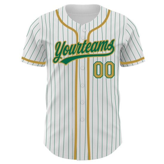 Maillot de baseball Green Old Kelly personnalisé authentique à rayures blanches et dorées Maillot de baseball Green Old Kelly personnalisé authentique à rayures blanches et dorées