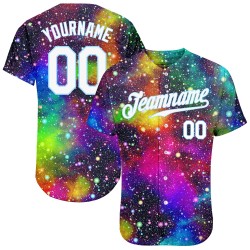 Maillot de baseball personnalisé 3D Galactic Blanc-Clair Bleu Authentique