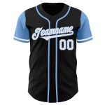 Maillot de baseball authentique Tone Custom Two bleu, blanc et noir clair Maillot de baseball authentique Tone Custom Two bleu, blanc et noir clair