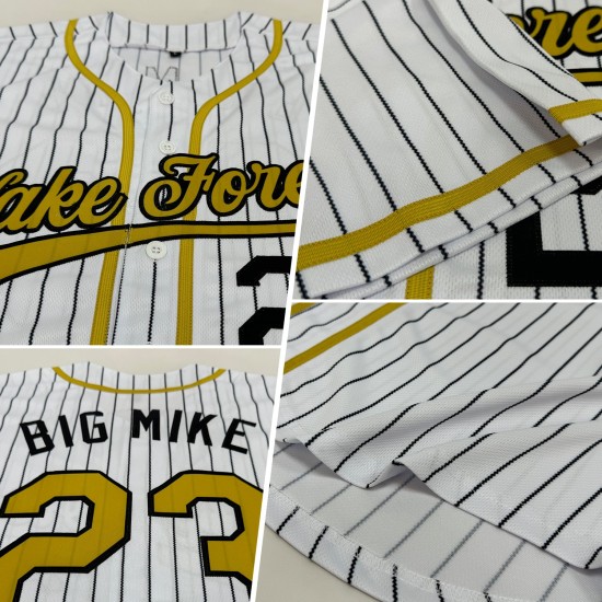 Maillot de baseball doré noir à rayures blanches, ancien et authentique Maillot de baseball doré noir à rayures blanches, ancien et authentique