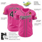 Maillot de baseball authentique personnalisé noir-blanc-rose Maillot de baseball authentique personnalisé noir-blanc-rose